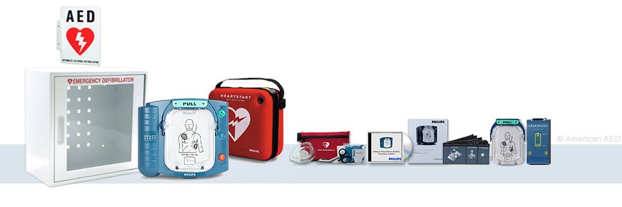 Philips HeartStart OnSite Complete AED Package With Wall Cabinet & AED Sign
