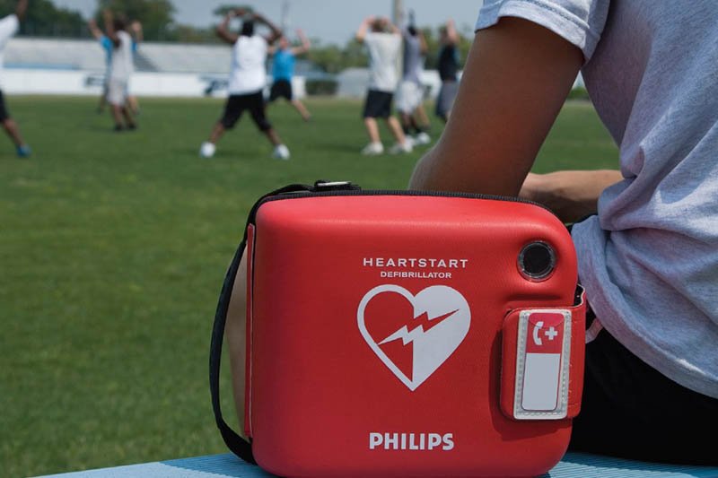 FRx Defibrillator In An Athletics Field
