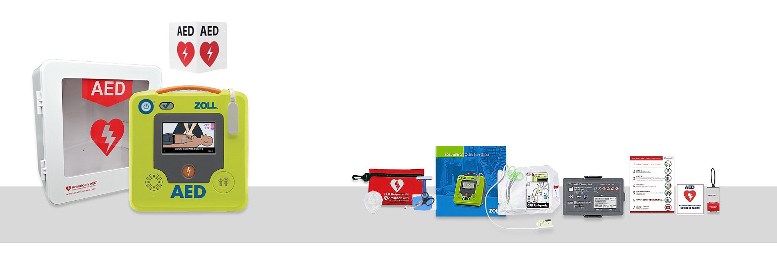 ZOLL AED 3 Complete Defibrillator Package With Cabinet & Sign